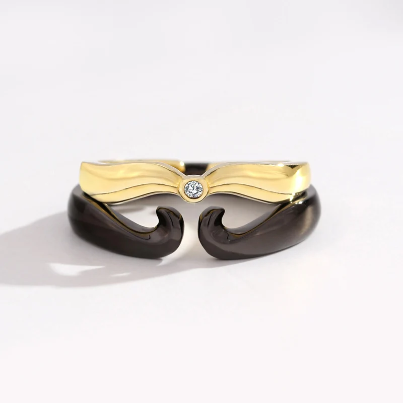 

925 Sterling Silver Couple Finger Rings For Lovers Women With Rhinestone Silver 925 Adjustable Ring Men Jewelry