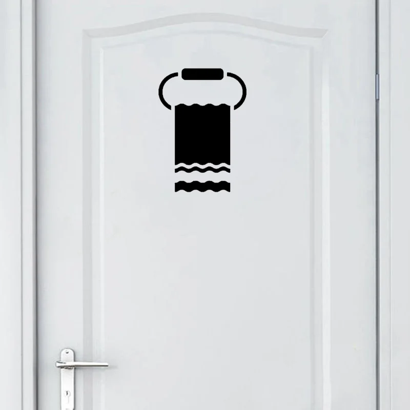 YOJA 15.7*22CM Creative SALLE DE BAIN Door Towel Graphical Sticker High-quality Wall Decal Black A40139 | Дом и сад