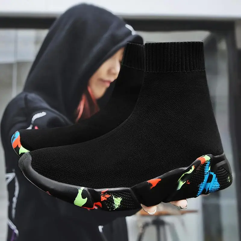 

Hundunsnake High Top Krasovki Men Summer Man Sneakers Sock Women Sport Shoes Men Sport Shoes Mens Running Shoes 2019 Black C-199
