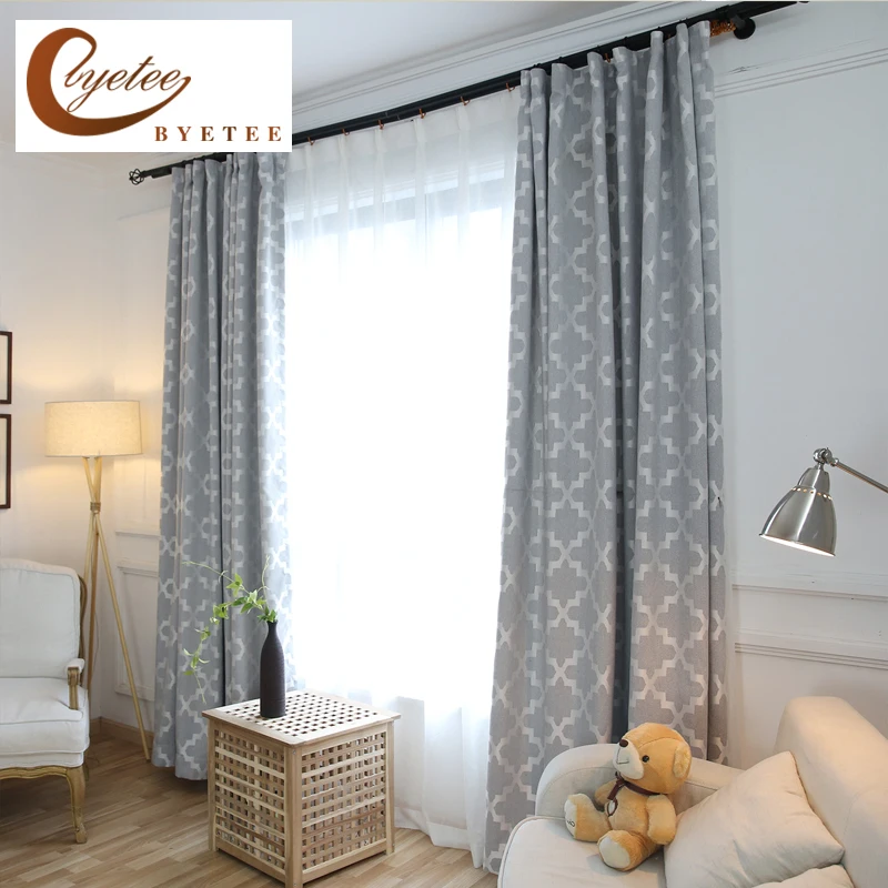 

{byetee} Modern Jacquard Blackout Window Kitchen Curtains For Living Room Luxury Bedroom Drapes Ready Made Curtain Fabrics