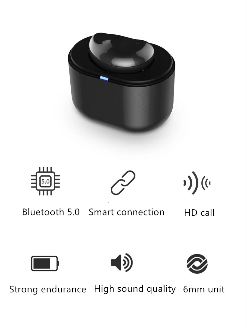 Новое поступление, наушники remax Bluetooth 5,0, одиночные беспроводные наушники, Смарт сенсорная гарнитура с зарядным устройством для iPhone Xiaomi