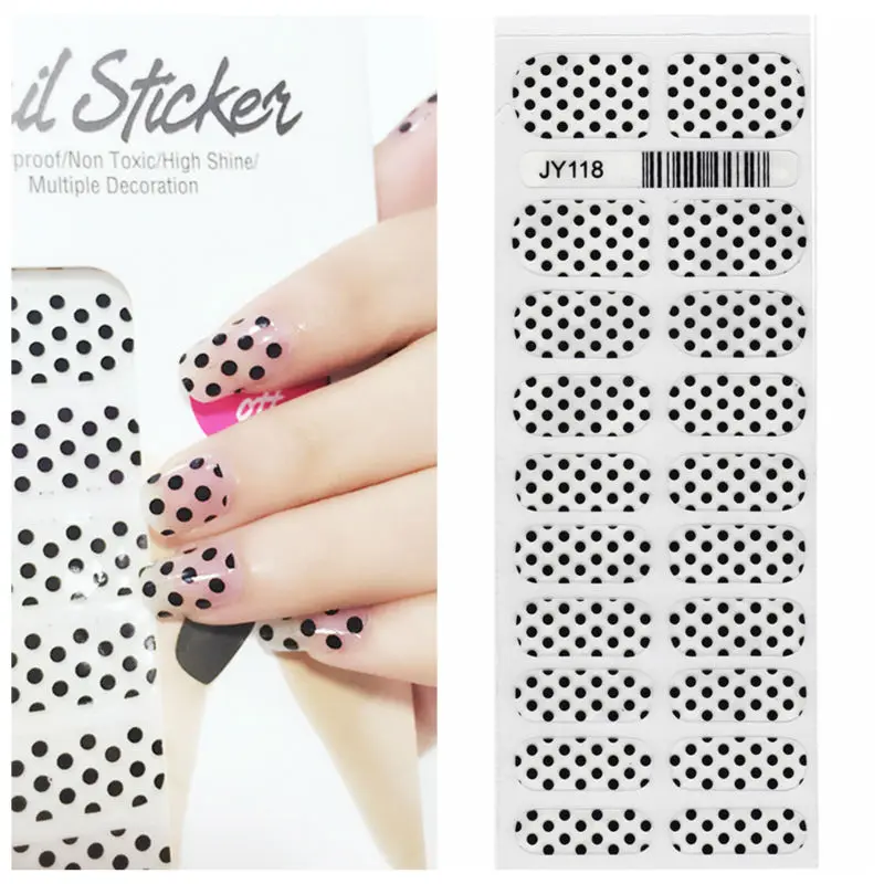 X.T XT Nail Polish Strips Black Polka Dots Waterproof Non toxic Nail