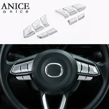 8 штук Хромированные АБС для интерьера Рулевое колесо Кнопка Накладка для Mazda3 Mazda6 CX-5/CX-3/CX-9/CX-2