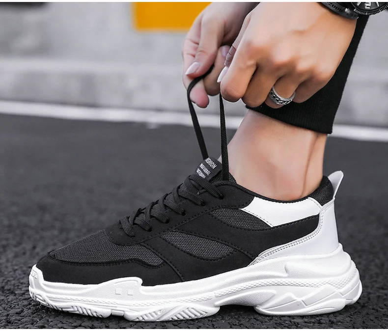 Men's Casual Shoes Chunky Sneakers' Platform Breathable Shoes Men Sneakers Classic White Trainers Sneakers With Platform Spring (1)