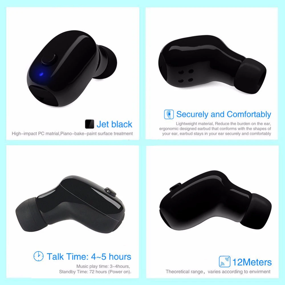 Waterproof Mini Earphone Wireless Bluetooth Headset Earbuds for swimming Invisible Earpiece Micro Earphone sport Headphone