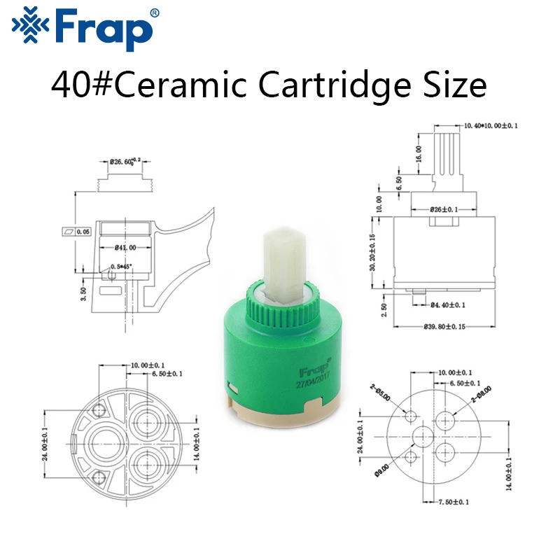 Frap 10pcs 40mm Ceramic Cartridge for Faucet Mixer Low Torque Spindle Free Rotation Flat Base kitchen Faucet Accessories F50-3