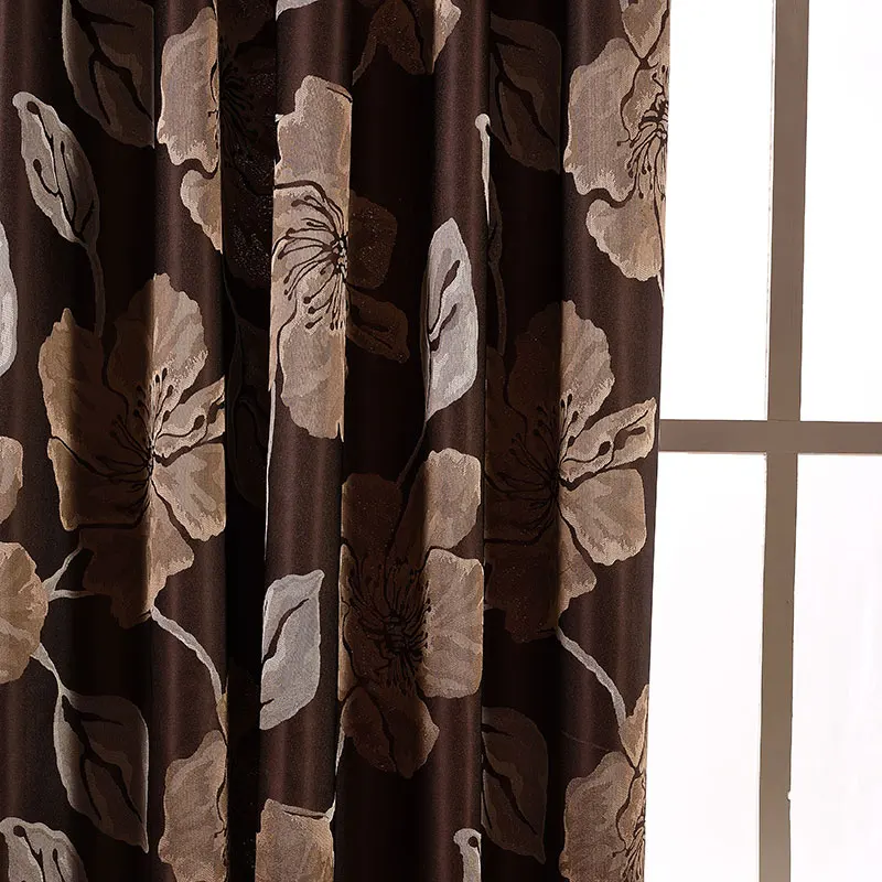 1 панель жаккардовая занавеска s для гостиной украшение окна окрашенная пряжа цветочный узор занавеска ткань коричневые занавески спальня
