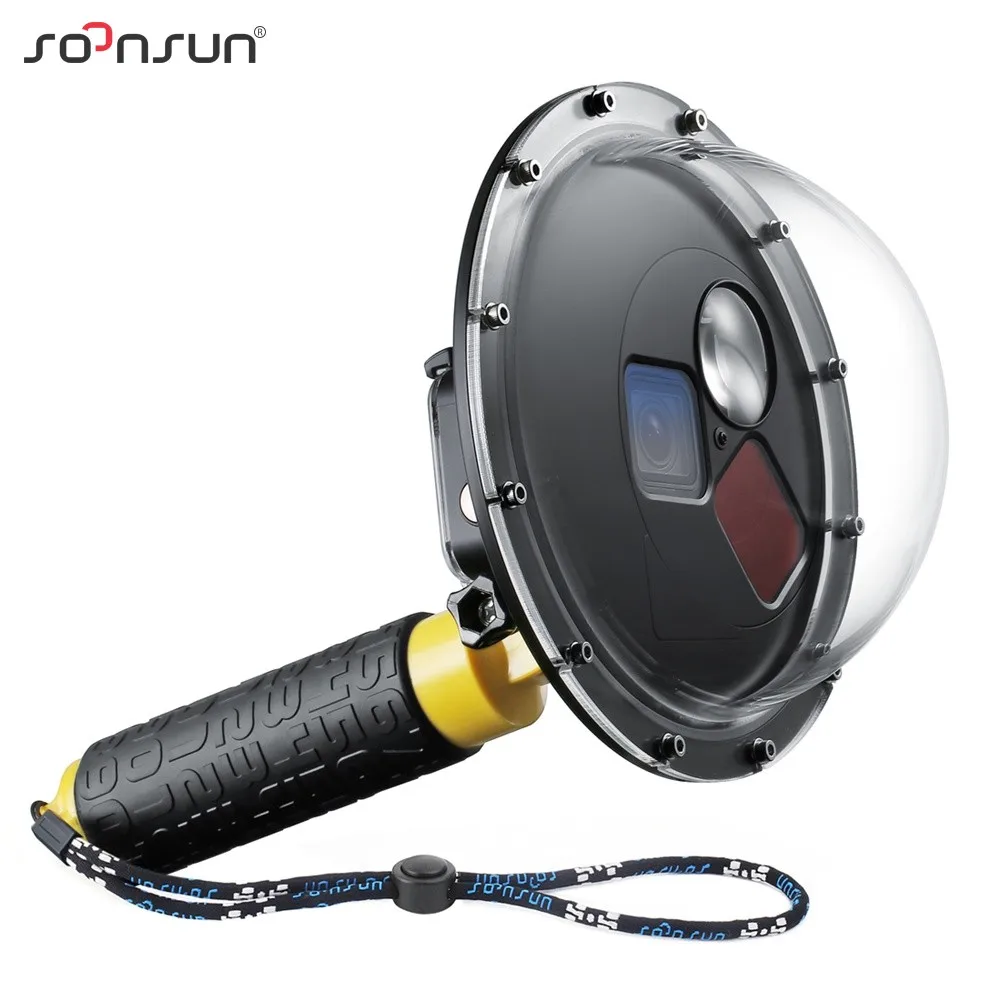

SOONSUN Filter Switchable Dome Port Waterproof Case Diving Lens Cover w/ Float Grip for GoPro Hero 5 6 7 Black Go Pro Accessory
