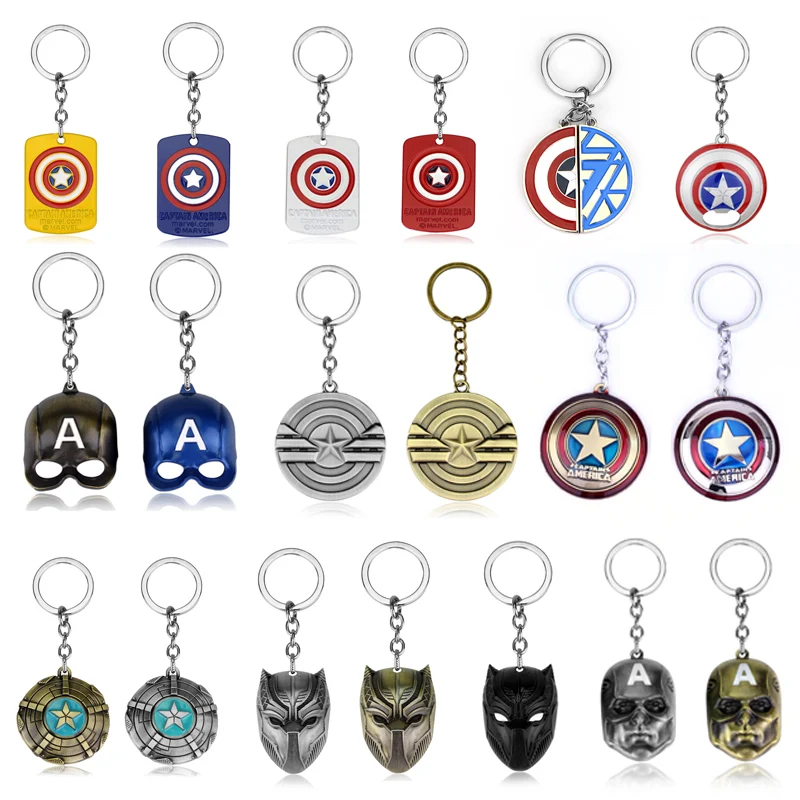 

The Avengers 4 Logo Captain America Keychain Marvel Superhe s Anime Venom Aquaman SuperHeroe Keyring For Car key Jewelry Gifts