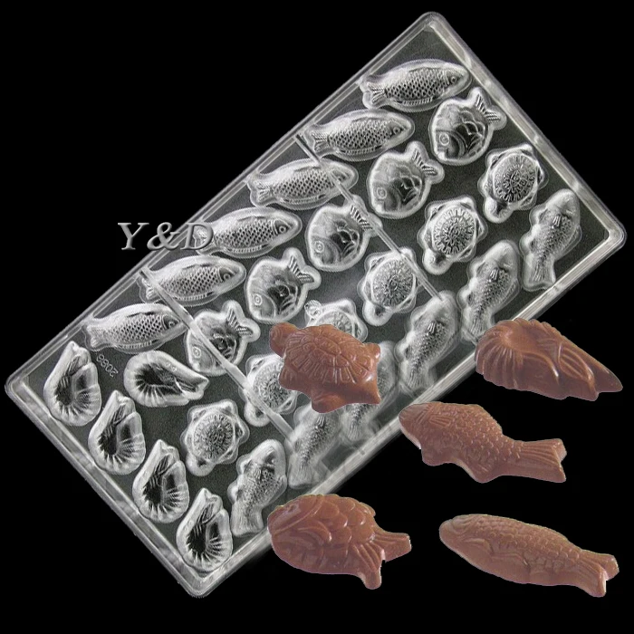 Vis Garnalen Schildpad Vormige Hard Plastic Polycarbonaat PC Chocolade Schimmel Candy Mold DIY Bakken Lade