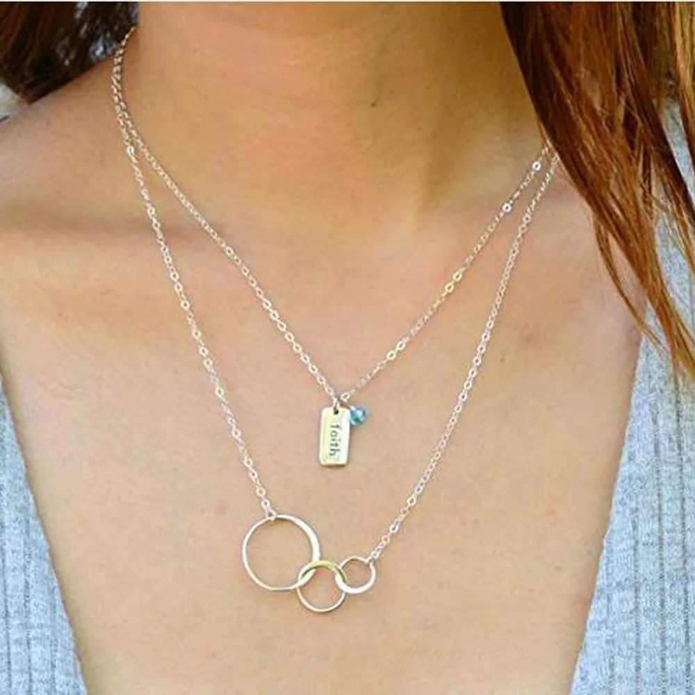 

3 Circle Interlock Generations Necklace for Grandma Granddaughter Mother Daughter Necklace Jewelry Gifts LN2381