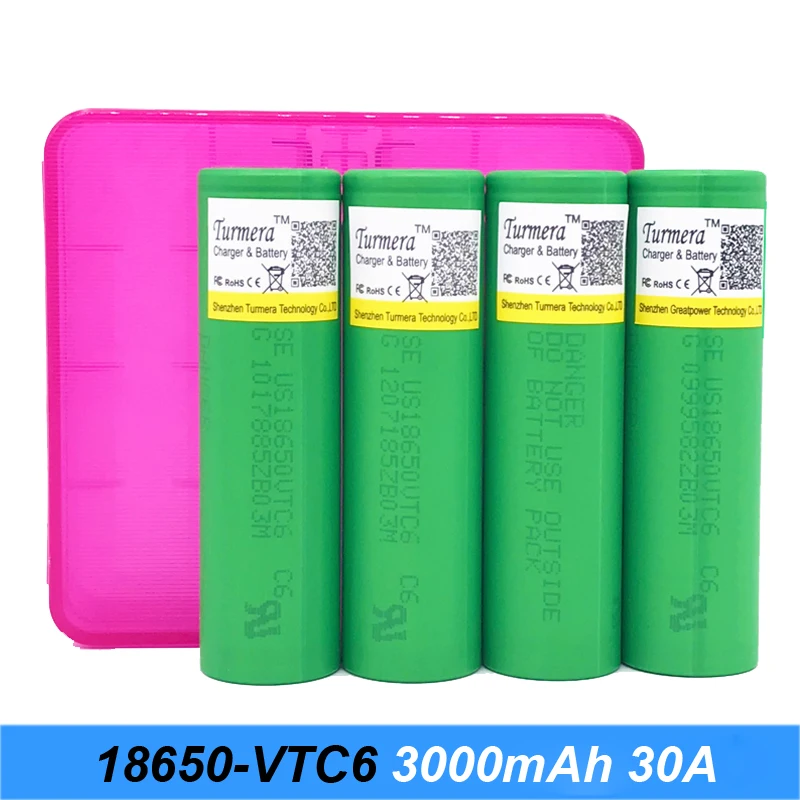 18650 VTC6 аккумулятор 3000mAh 3,7 v 30A для модной коробки электронной сигареты 18650 батареи для отверток с чехол для хранения j6