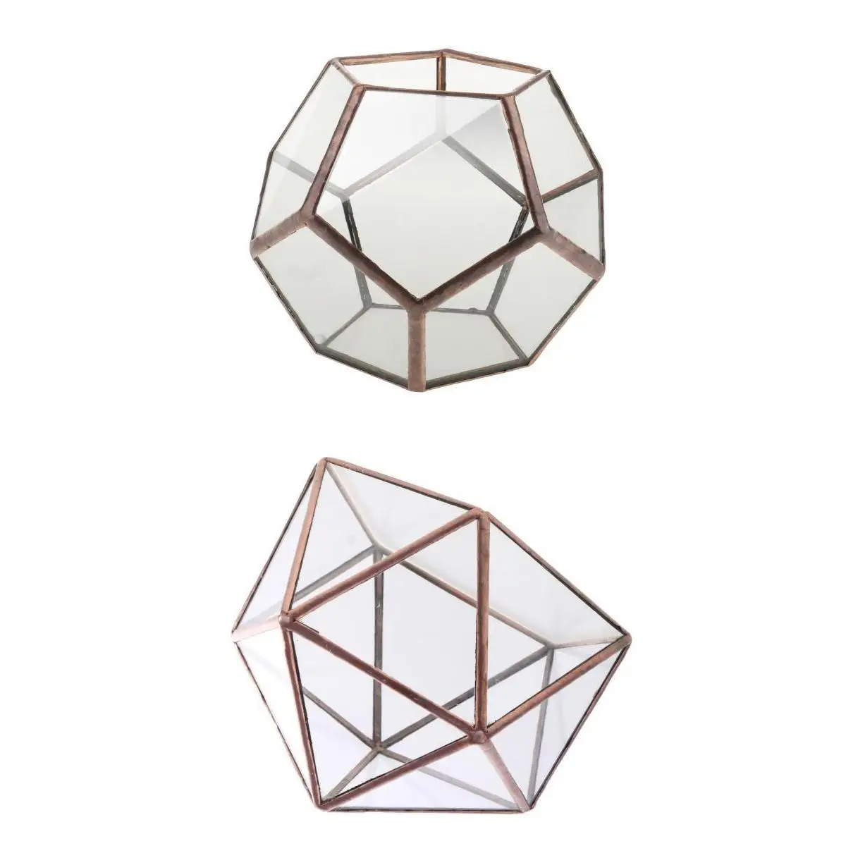 2 Pieces Different Kinds of Modern Glass Geometric Terrarium Box Tabletop Succulent Plant Planter