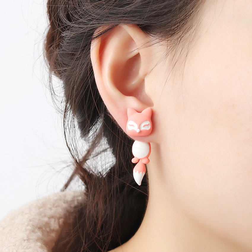 

1 Pair Cute Animal Earrings Fashion Piercing Fox Stud Earrings Alloy Ear Jewelry for Women Brincos