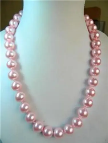 

FREE SHIPPING *****32" Beautiful 8mm pink sea shell Pearl Necklace AAA+QWE+1H