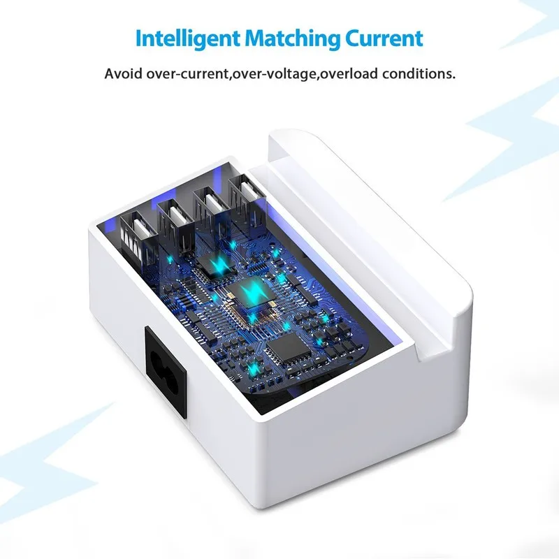 Universal 4 Port USB Smart Wall Charger Led Display Fast Charging Power Adapter (5)