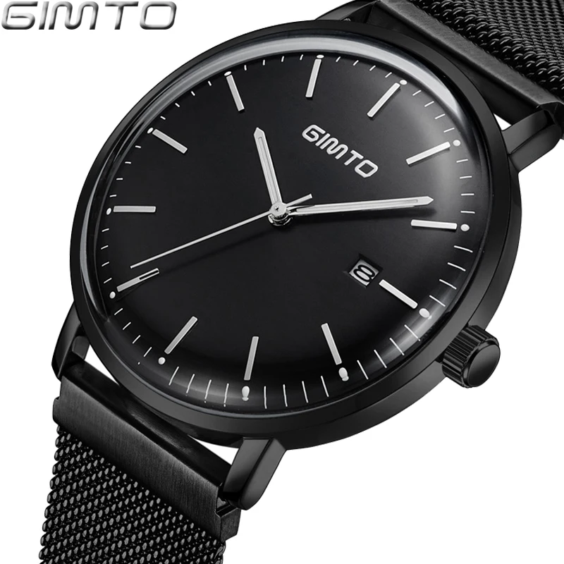 

GIMTO Top Brand Business Men Quartz Watch Waterproof Clock Full Steel Luxury Luminous Male Wrist Watch Sport relogio masculino