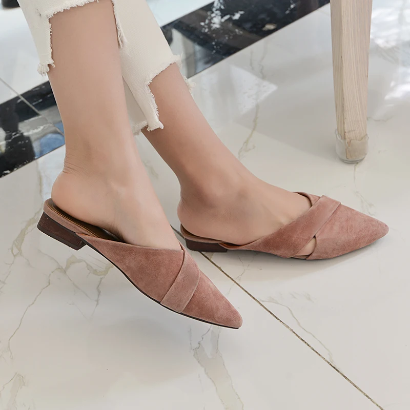 

Baotou half slippers female summer wear wild flat Korean fashion 2018 no with lazy students pointed no heels