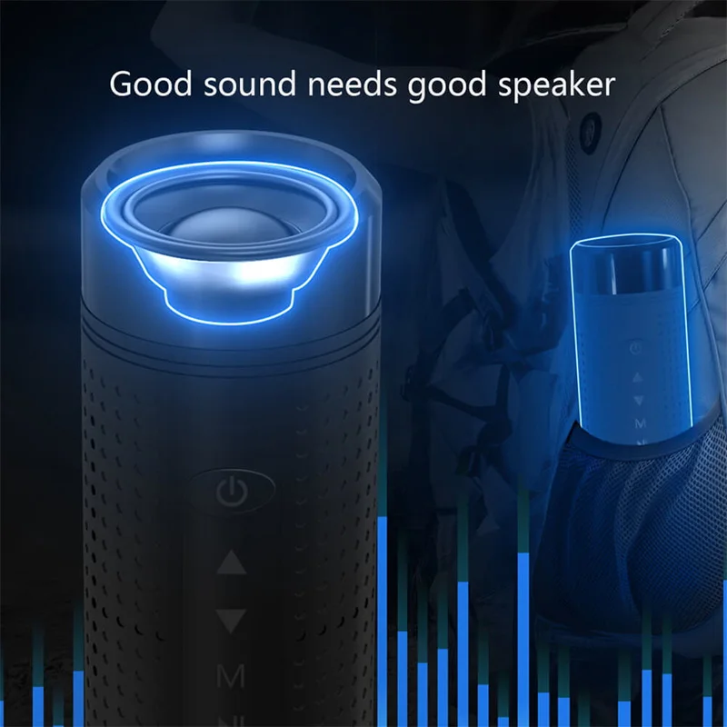 VTIN Portable Wireless Bluetooth Speaker Outdoor Waterproof Speaker with Flashlight for Hiking Cycling Fishing Support TF AUX FM (5)