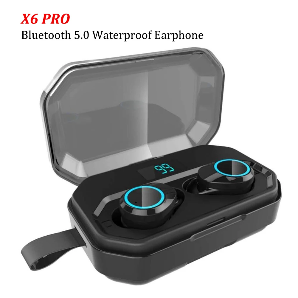 

X6 Pro TWS Earbuds Bluetooth 5.0 Earphones Waterproof Noise Reduction Headset Touch Control Earphone with 4000mAh Charging Box