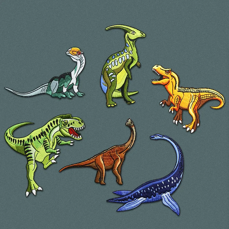

1Pcs Dinosaur Cloth Collection Clothes Animal Embroidery Stickers DIY Ironing Accessories Jurassic Creatures Appliqued Badges