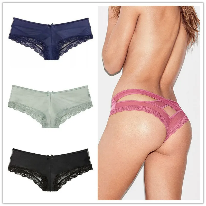 

Sexy Cross Hollow Transparent Sexy Lace Ice Pure Color Lady Interest Low-waist T-pants Triangle Underwear
