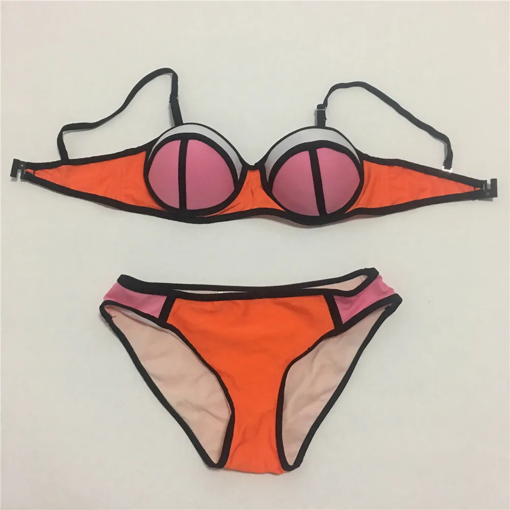 2PC Patchwork Swimwear Crochet Bikini 2017 Summer Sexy Swimwear Women Swimsuit biquini mulher Push Up Bikinis Bathsuit Trikini (5)