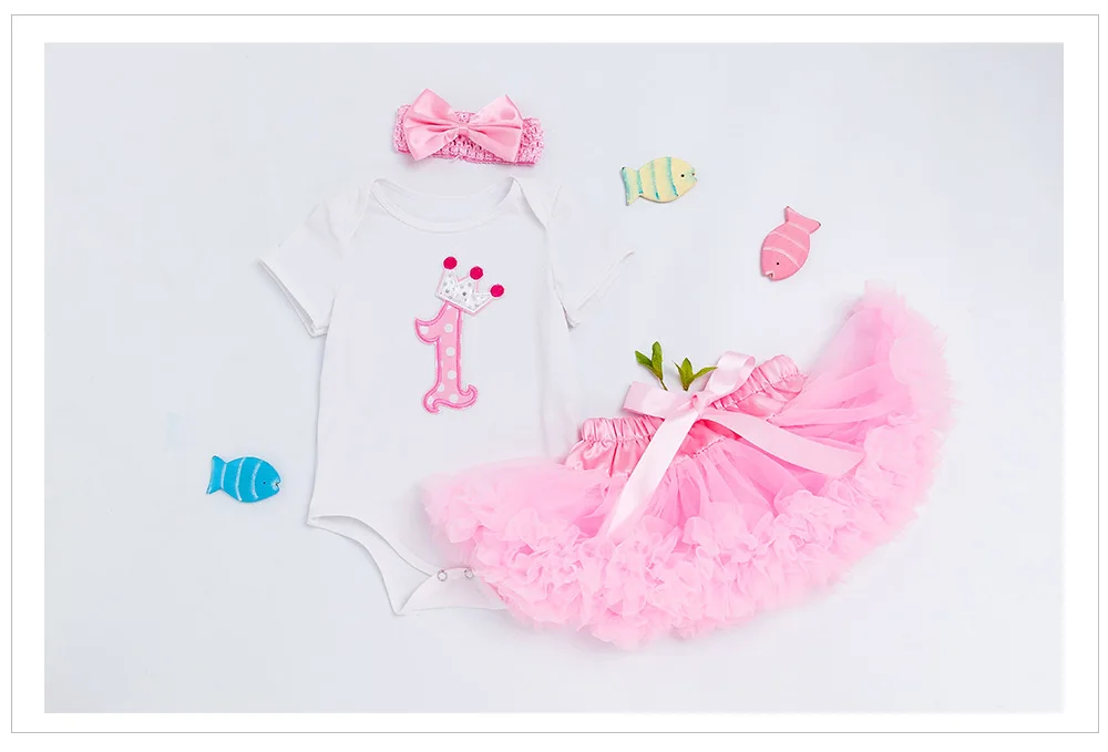 3pcs Tutu Skirt Clothing Sets Baby Girls Romper Pettiskirt Tulle Skirts Clothes Infant Jumpsuit Princess Birthday Party Costumes baby dress and set