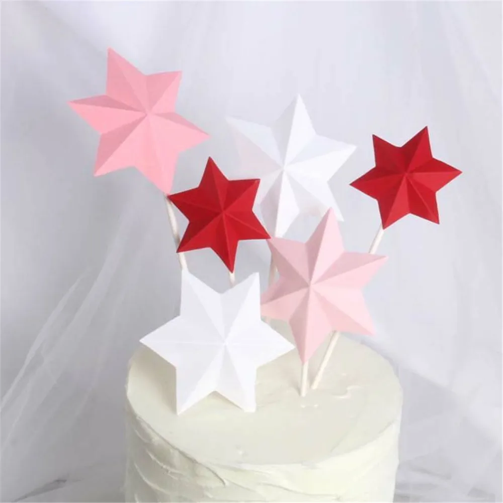 CRLEY 6 шт./компл. Розовый Красный Белый звезда украшение для именинного торта кекс для украшения детского душа Дети День рождения праздничный свадебный сувенир поставка