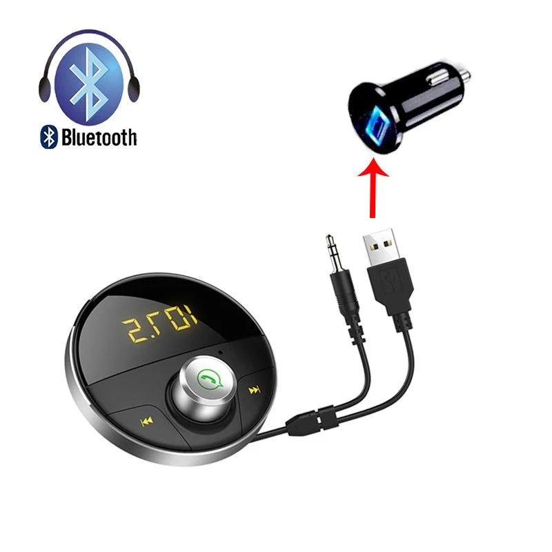 

3.5mm Bluetooth Car Kit Jack MP3 Player Car USB Adapter Handsfree AUX FM Transmitter Launcher Center Console Vehicle MP3 Player