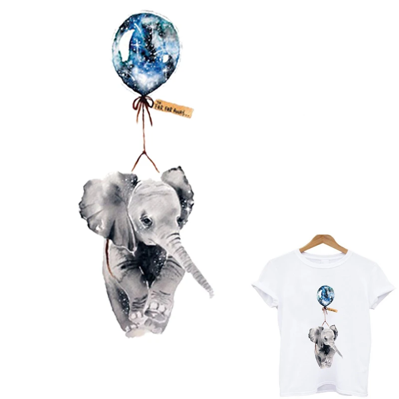 

Hand-painted abstract cute baby elephant patch transfert thermocollants t-shirt iron on patches stripes for clothes applique