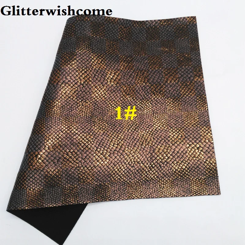 Glitterwishcome 21X29 см A4 размер винил для бантов печатные пледы змеиная кожа Fabirc искусственная кожа листы для бантов, GM172A
