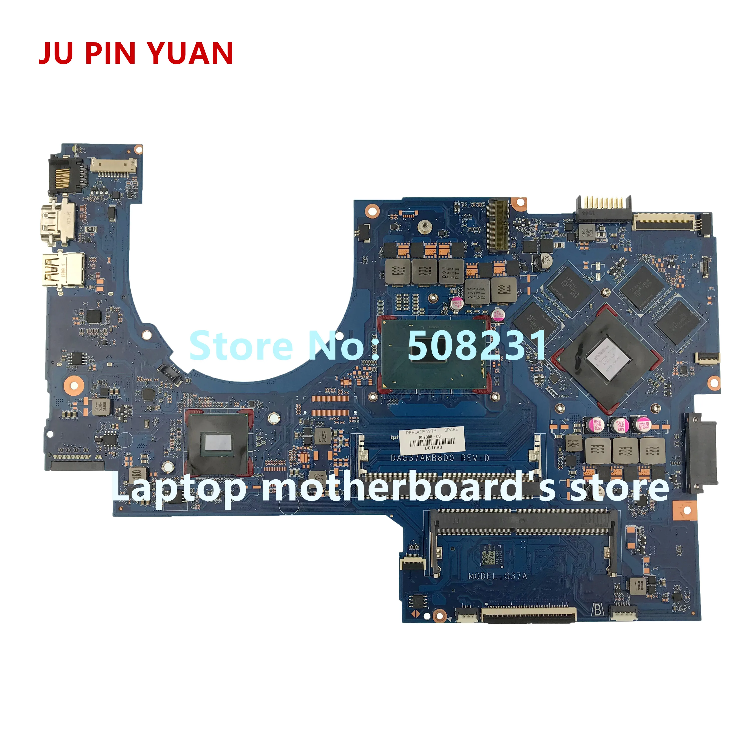 Ju pin yuan 862259-601 862259-001 аккумулятор большой емкости G37A DAG37AMB8D0 для женщин по hp ноутбук 17-W 17T-W материнская плата 965 м 4 Гб i7-6700HQ полностью протестирована
