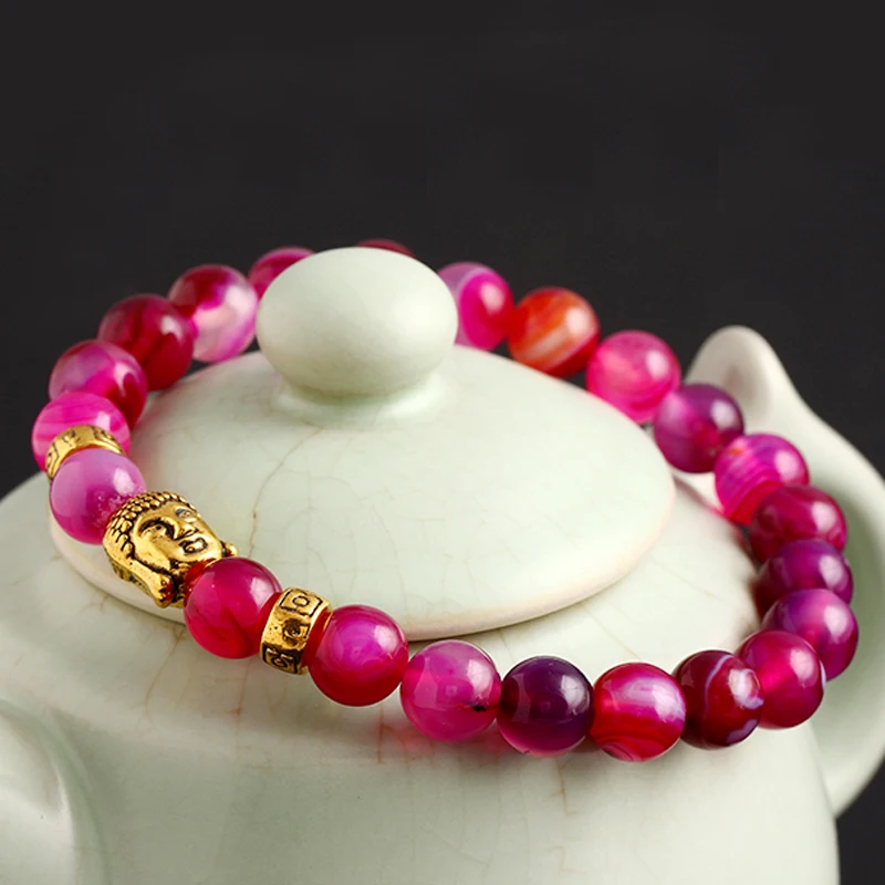 Горячая продажа 1 шт унисекс Лава красочные бусы Будда браслет эластичный