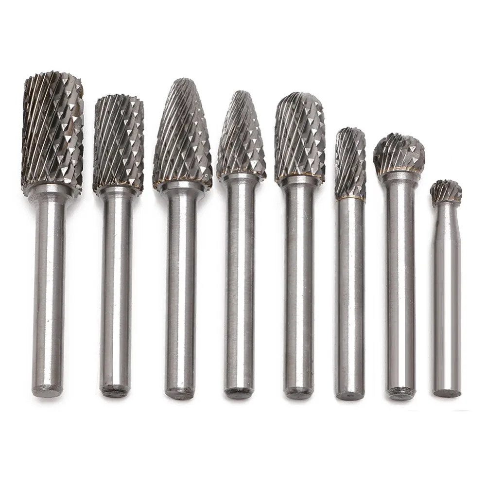 

8Pcs 1/4" Tungsten Carbide Burr Bit 6mm Rotary Cutter Files CNC Engraving Tool