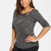 Футболка rorosegal размера плюс, футболка из мрамора с крученым передом и квадратным вырезом, футболка с коротким рукавом, осень-лето, женские топы, футболки, повседневная женская одежда