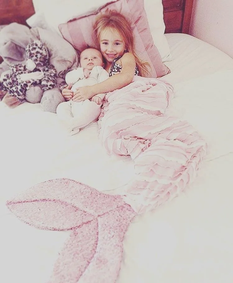 Милое одеяло рыбий хвост русалки с блестками мягкий хлопковый спальный мешок диван для детей