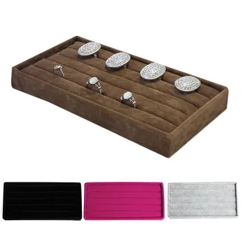 

Velvet Jewelry Ring Earring Display Box Tray Holder Storage Showcase Organizer
