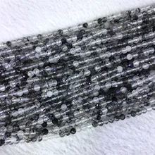 Натуральная черная шпилька для волос Rutile кварцевые граненые маленькие круглые бусины 2 мм 05415