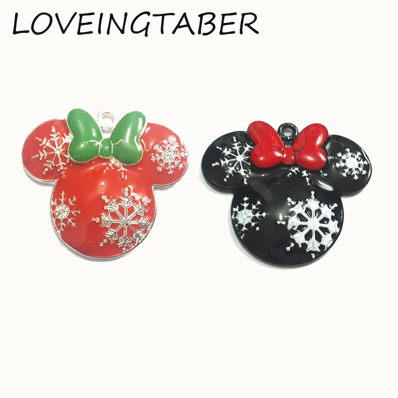

( Choose Color First ) Newest !! 42mm*37mm 10pcs/lot Minnie With Snowflake Pendants