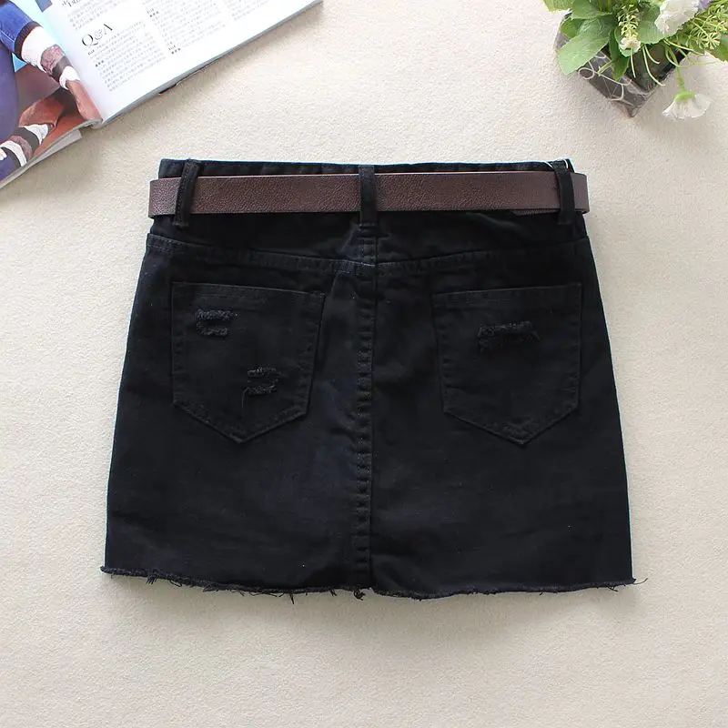 Летние черные женские джинсовые юбки Эластичные Обтягивающие юбки-карандаш с дырками хлопок выше колена мини-шорты джинсовые юбки 617