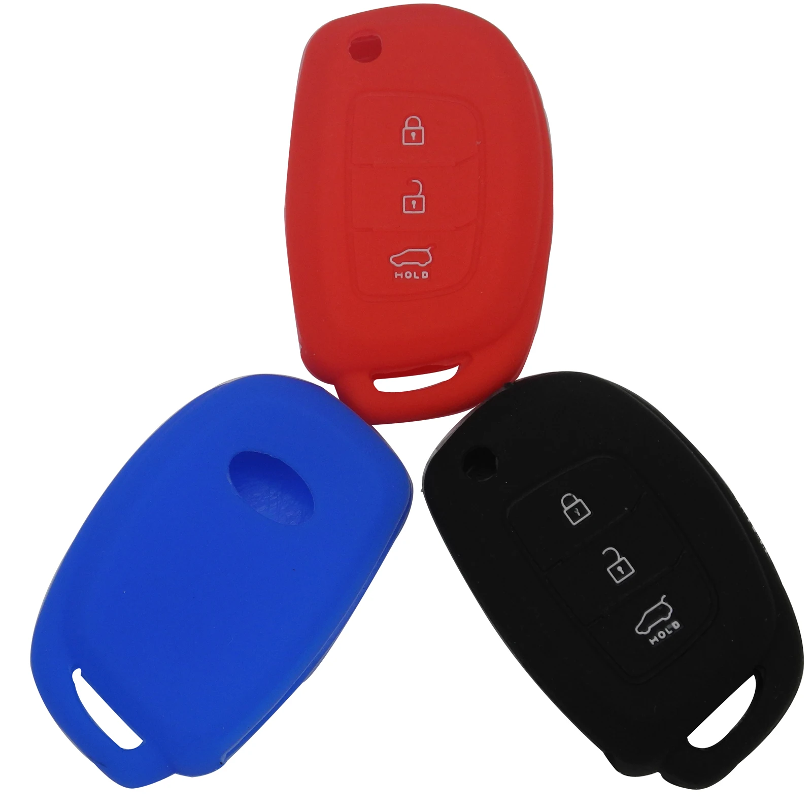

jingyuqin 3 Buttons Silicone Remote Key Cover Case for Hyundai i10 i30 IX25 IX35 IX45 Elantra Accent Car-Styling
