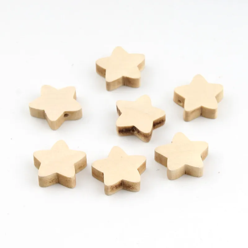 30pcs Unfinished Natural Wooden Star Spacer Beading Beads 19mm for Baby Teethers DIY Crafts Kids Toys& Pacifier Clip Wood Bead