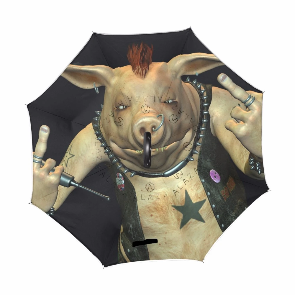 3dをいたずら豚逆傘折りたたみ二重層防風中指反転傘雨の女性のための車 Umbrellas Aliexpress