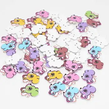 

20/50pcs Mixed Color Multicolor cartoon squirrel Botones 2 Holes Wooden Buttons Sewing Scrapbooking diy Supplies Accessories
