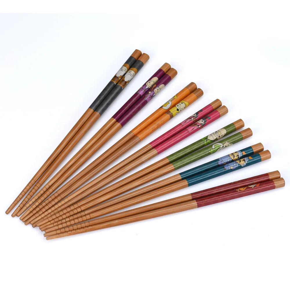 

7 pairs Japanese-style natural handmade wood baby chopsticks Japan/China eating ware chop sticks with string round new hot sale