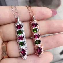 Натуральный многоцветный Турмалин кулон S925 серебро натуральный драгоценный камень кулон ожерелье модный роскошный пуля якорь женские ювелирные изделия