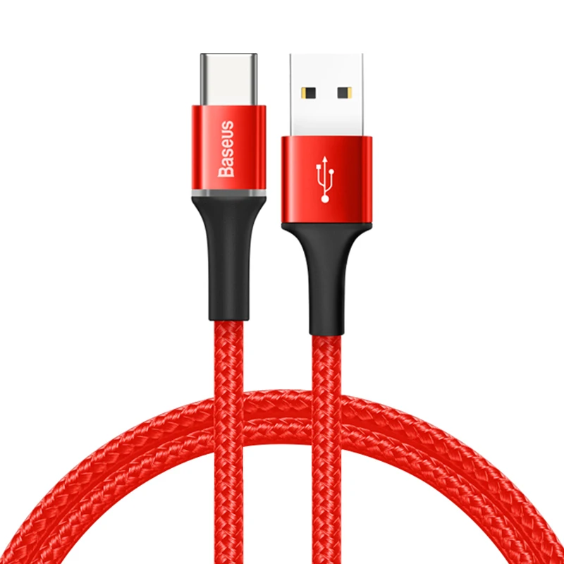 Baseus 3A usb type-C кабель для samsung S9 S10 Xiaomi Mi 9 OnePlus 6 6t быстрая зарядка USB-C USBC зарядный кабель type-C кабель для передачи данных - Цвет: Red