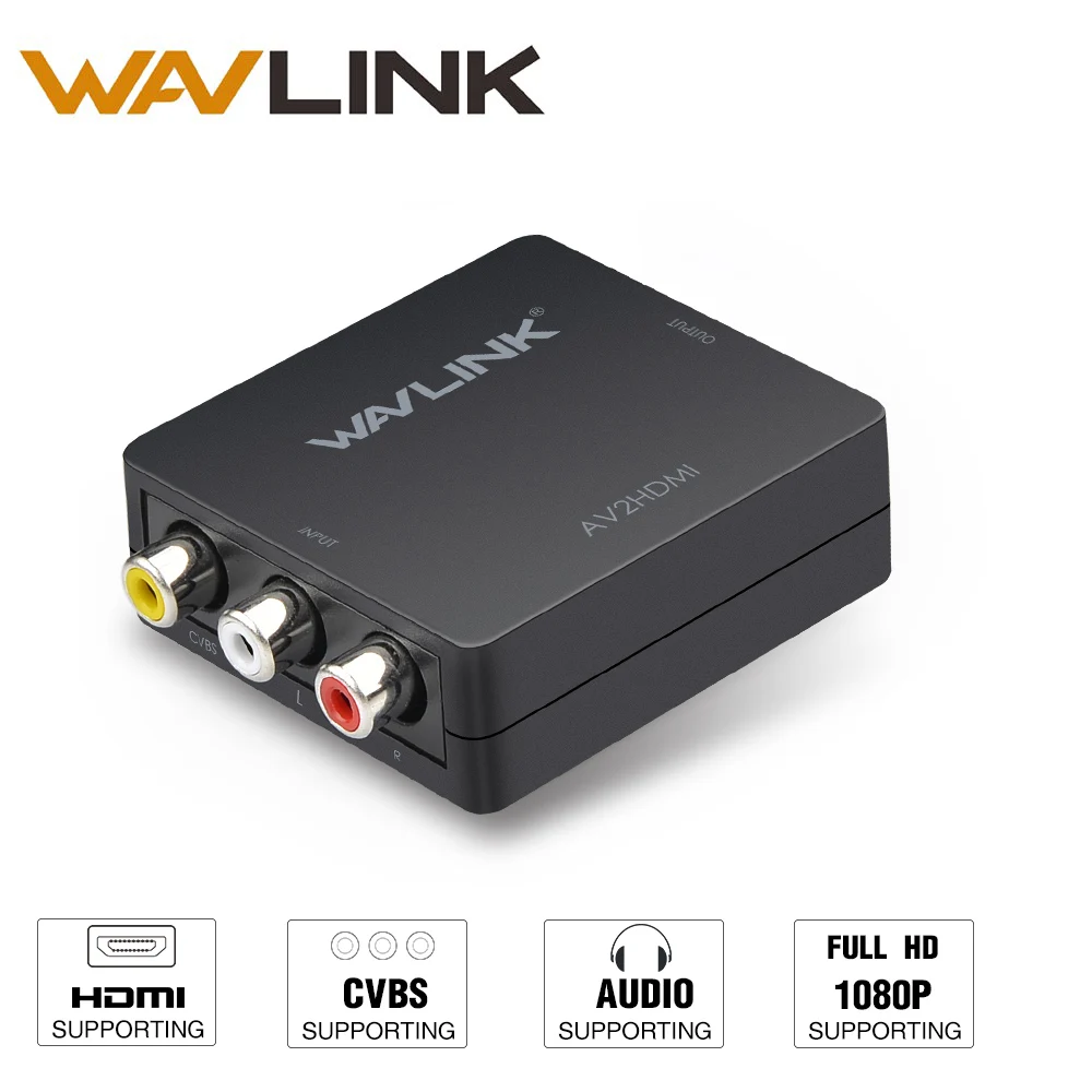 Конвертер Wavlink Mini 3 RCA AV в HDMI композитный адаптер CVSB SECAM NTSC3.58/4 43 с usb кабелем для ТВ Blu