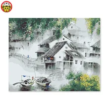 Картина по номерам художественная краска по номерам DIY украшение гостиной спальни диван фон висит Древний китайский город Цзян